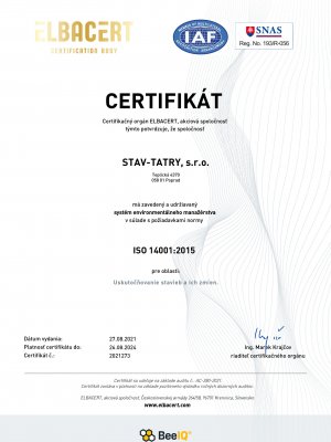 Certifikát 9001 14001 SK